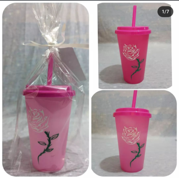 customizable 12oz colour changing kids cup with rose design