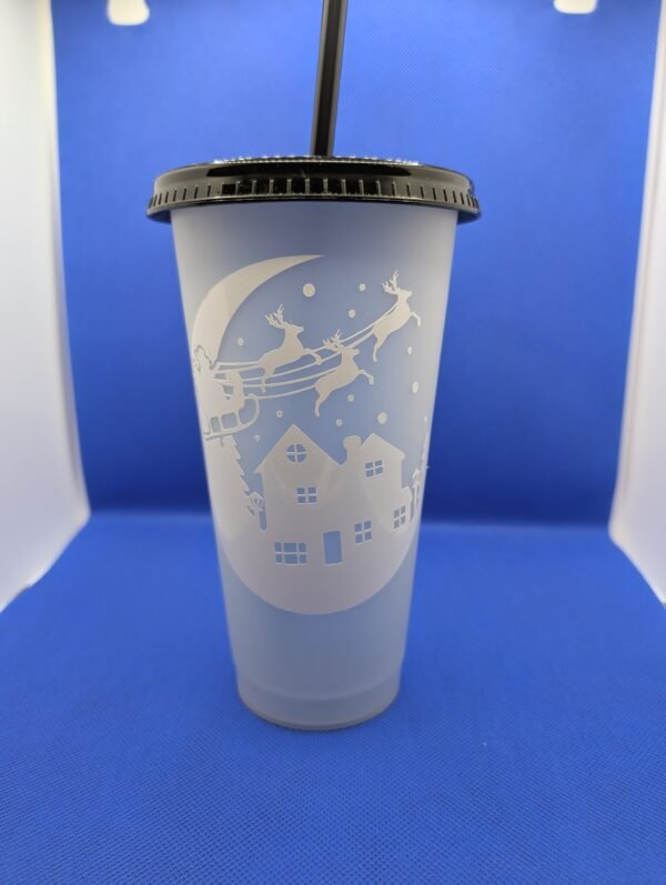 Customizable 24oz Colour Changing Cup: Santa and Reindeer Design