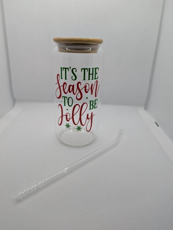 christmas season to be jolly glass cup